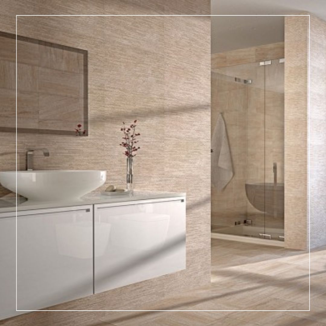 Beige bathroom tiles