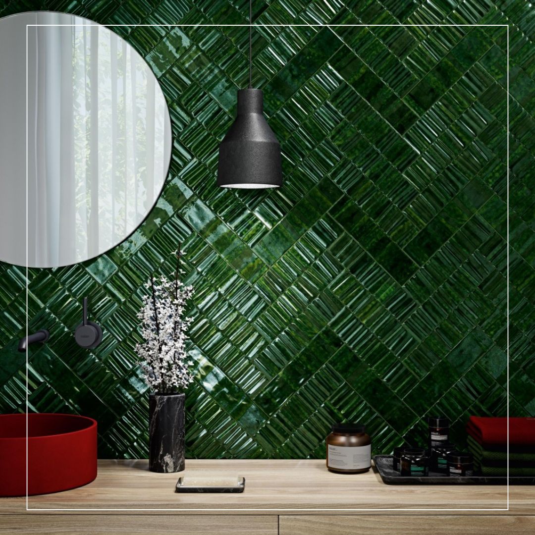 green metro underground  bathroom tiles