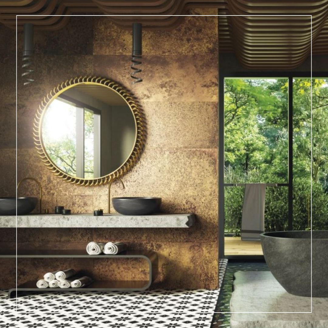muddied yellow bathroom tiles