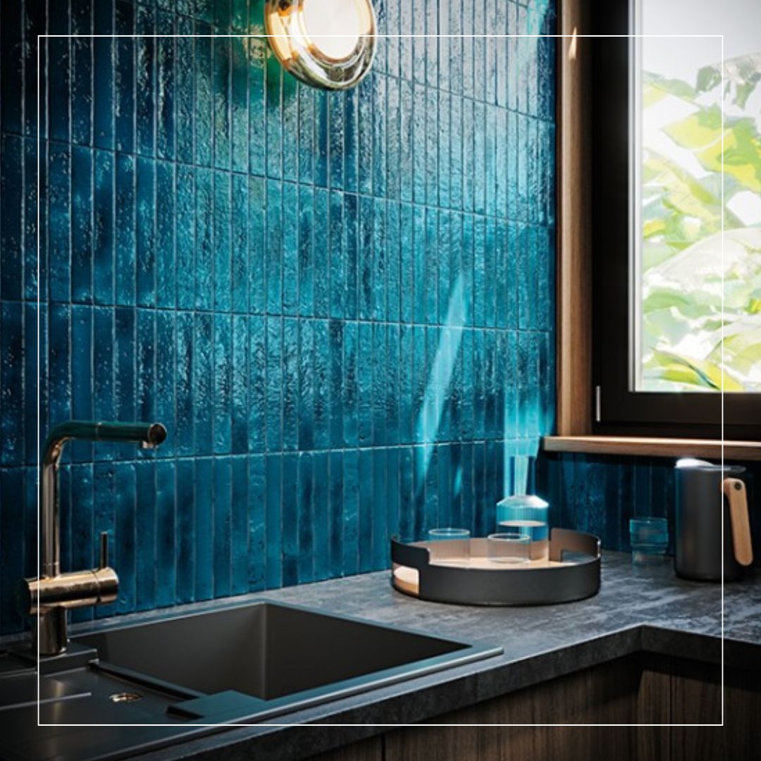 Blue kitchen wall tile