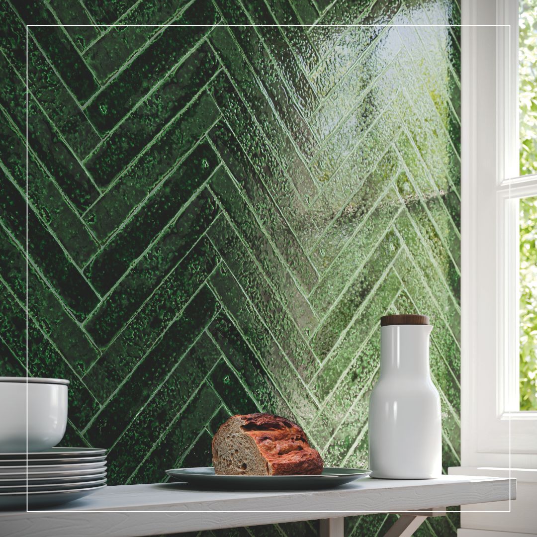 Green kitchen wall tiles
