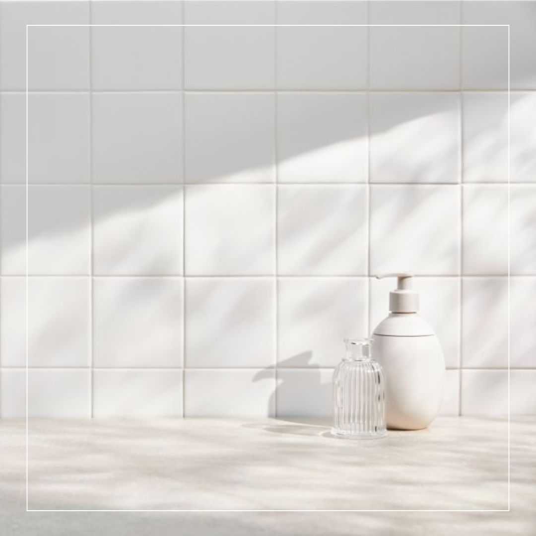 Lifestyle kitchen wall with white tile splashback