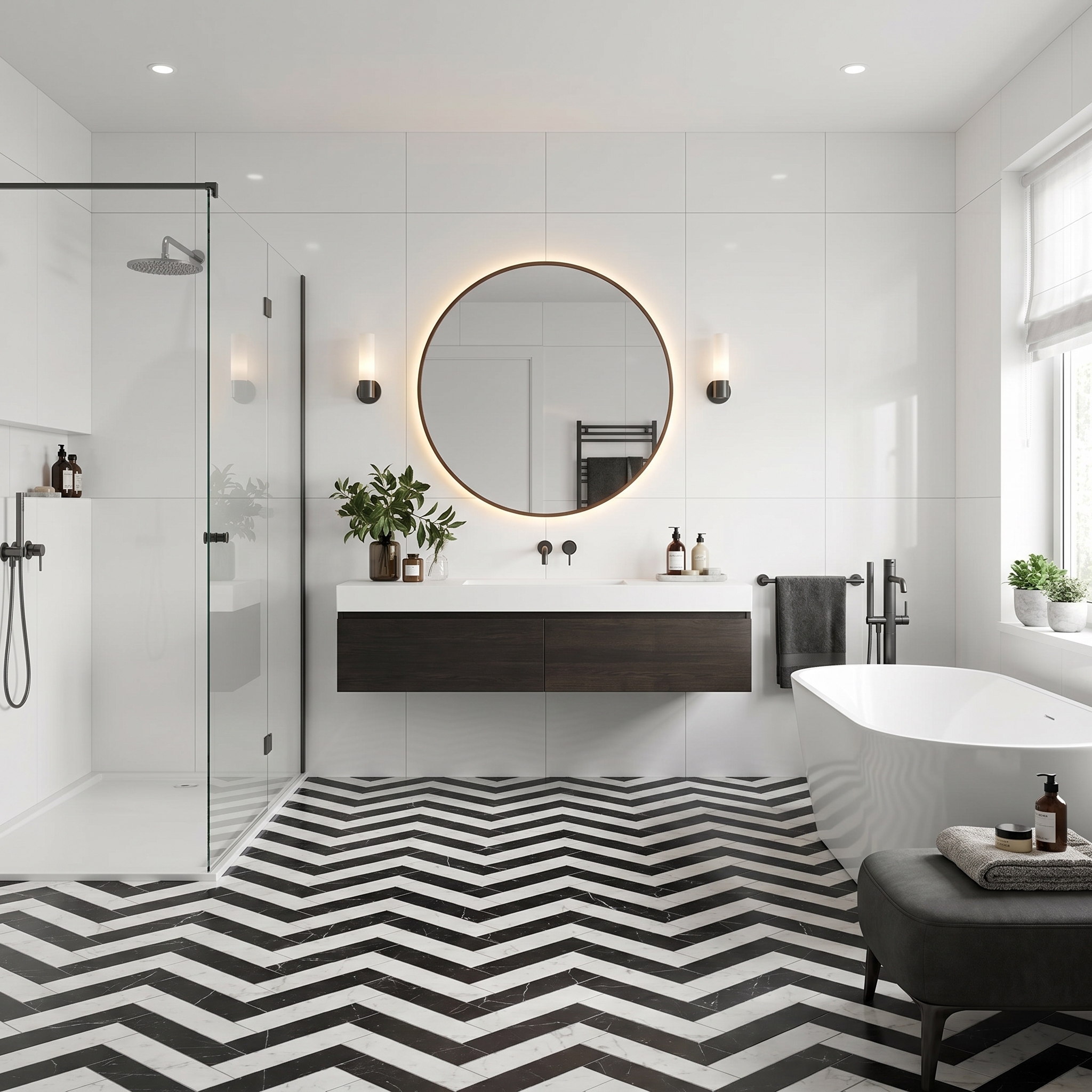 black and white bathroom tiles ideas