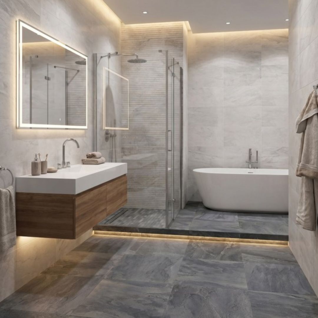 White and grey Tones bathroom