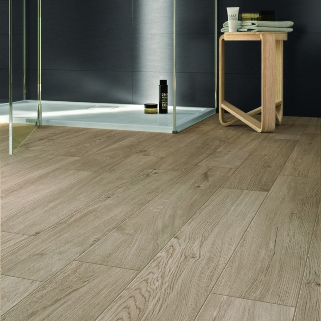 wood effect tiles in bathroom