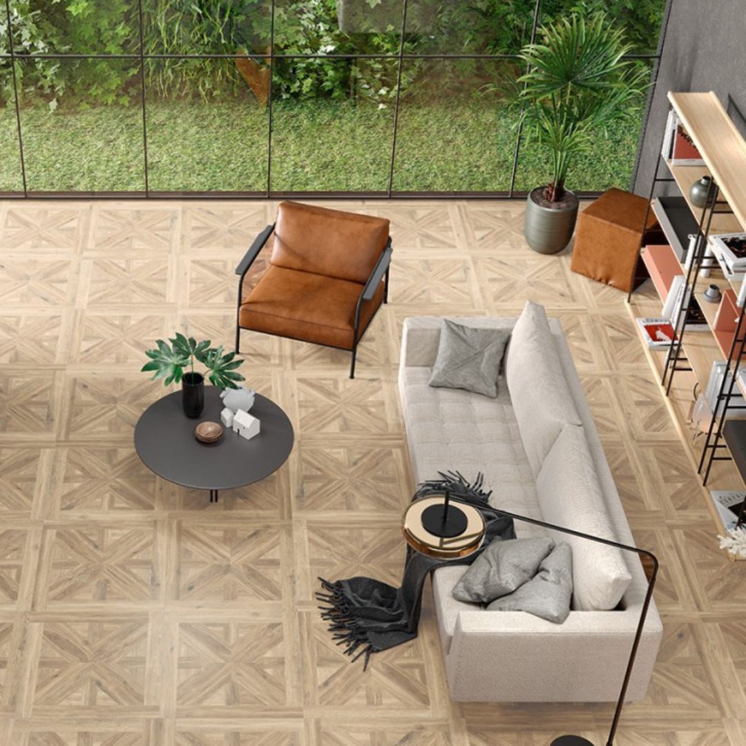wood effect tiles in living room