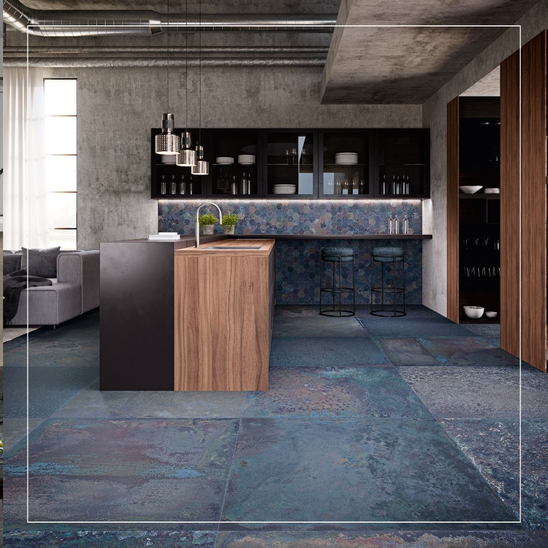 Large format kitchen floor tile trend 2025