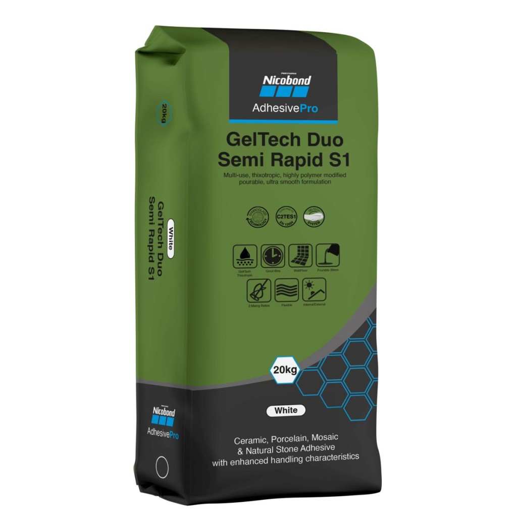Nicobond Geltech Duo Semi Rapid S1 Adhesive White 20kg